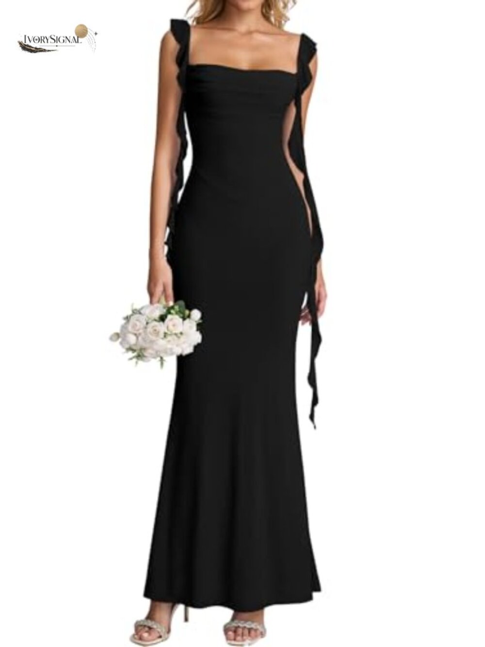 Elegant Ruffle Maxi Formal Wedding Guest Dress for Women